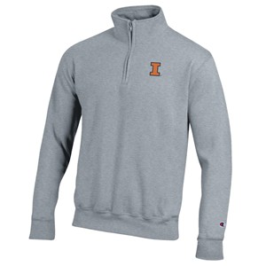 ILLINOIS EMBROIDERED BLOCK I 1/4 ZIP SWEATSHIRT -  heathergrey